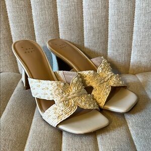 A New Day Cream beaded mules size 7